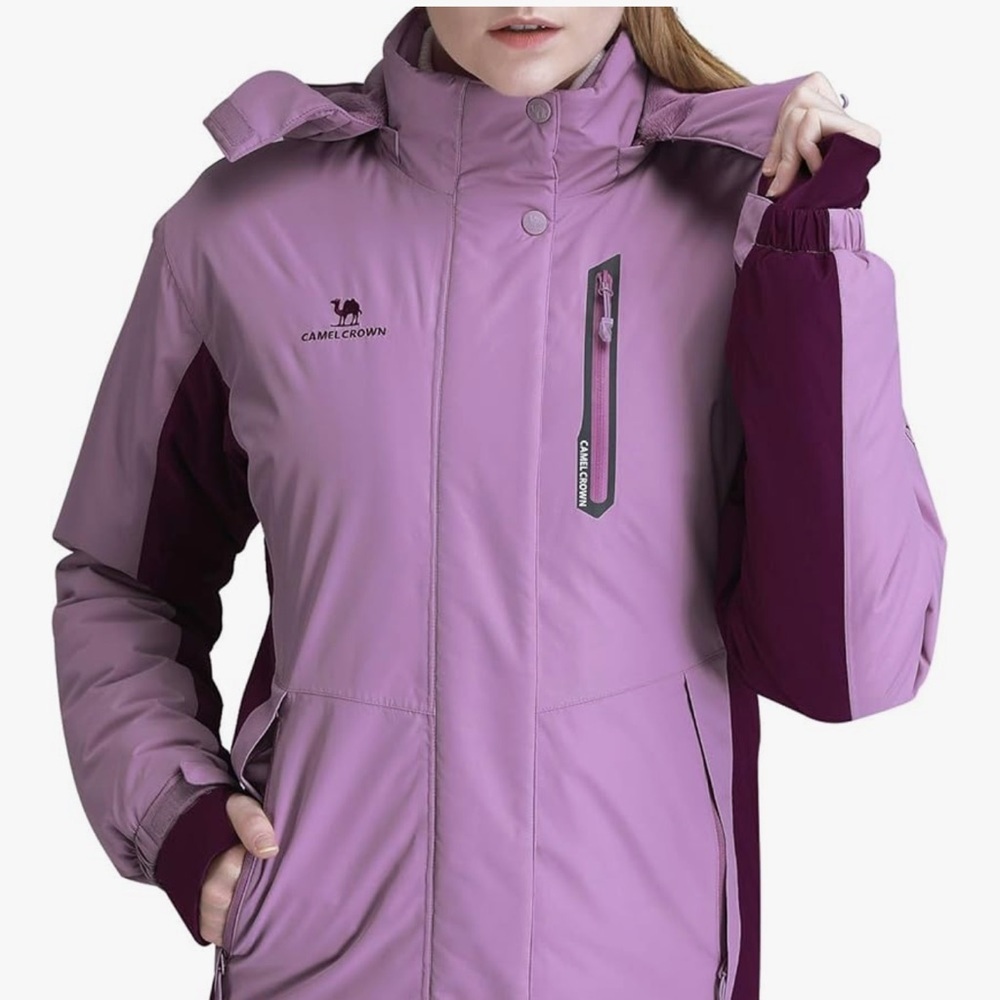 CAMEL CROWN Women’s Mountain Snow Waterproof Ski Jacket Detachable Hood M